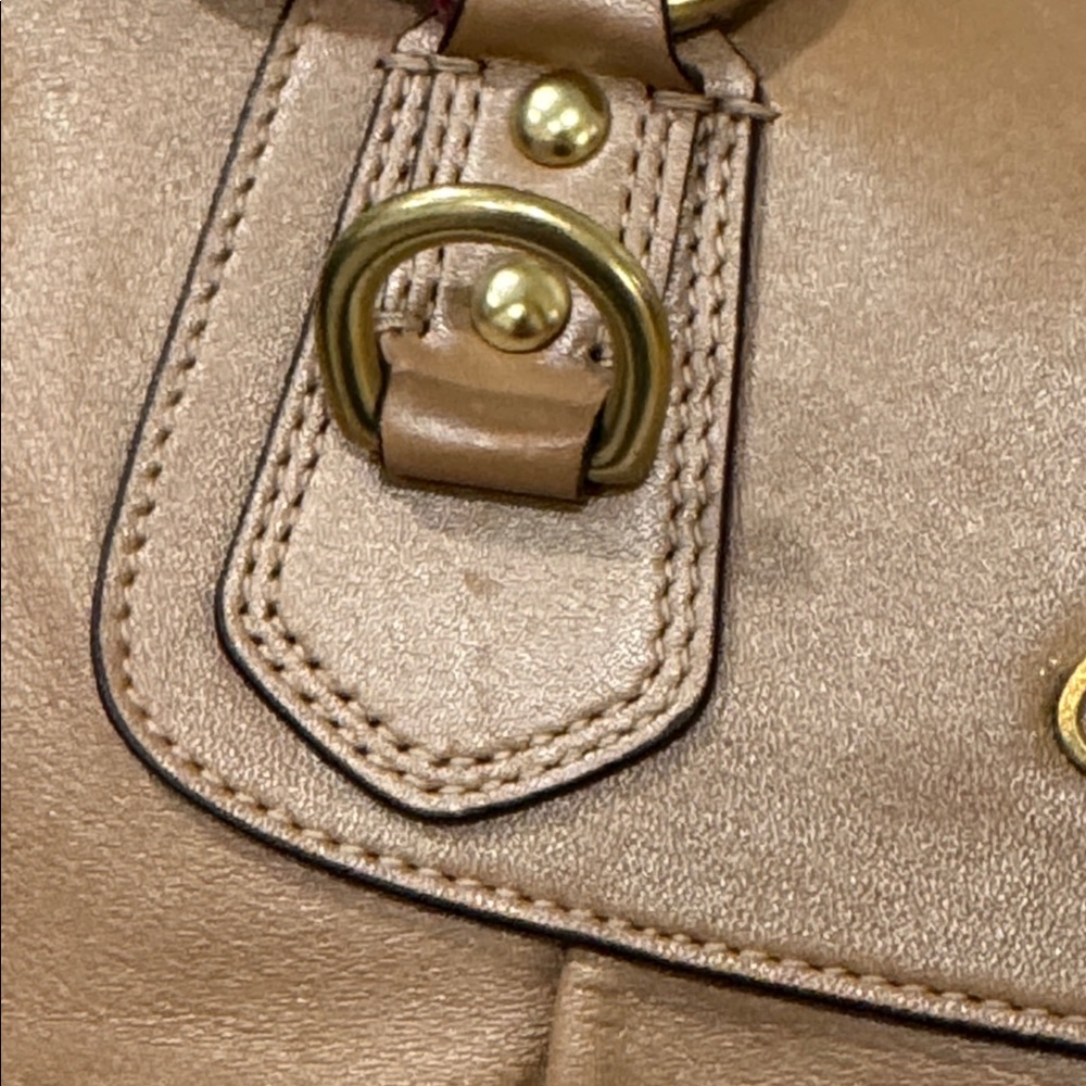 Coach Bag Ashley Large Tan Metallic Leather Satchel - Picture 5 of 17